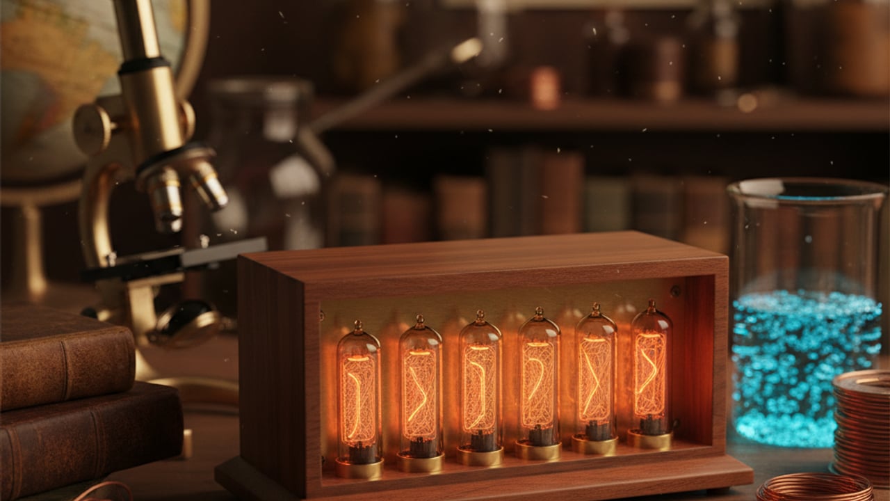 5. Reloj Nixie de madera: la nostalgia de la electrónica de válvulas