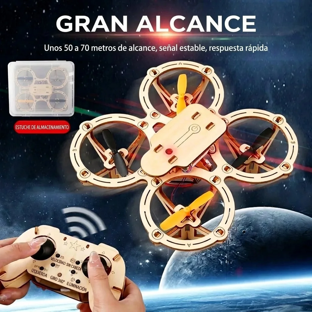 Dron de madera para montar con mando