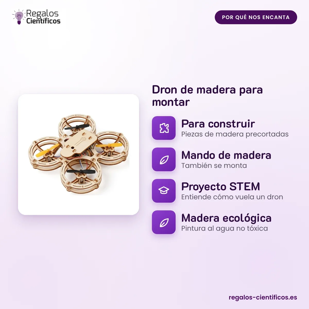 Dron de madera para montar