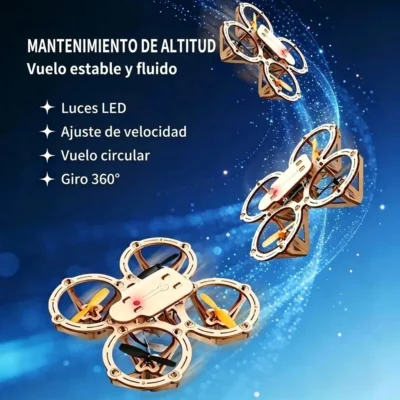 Dron de madera para montar con mando