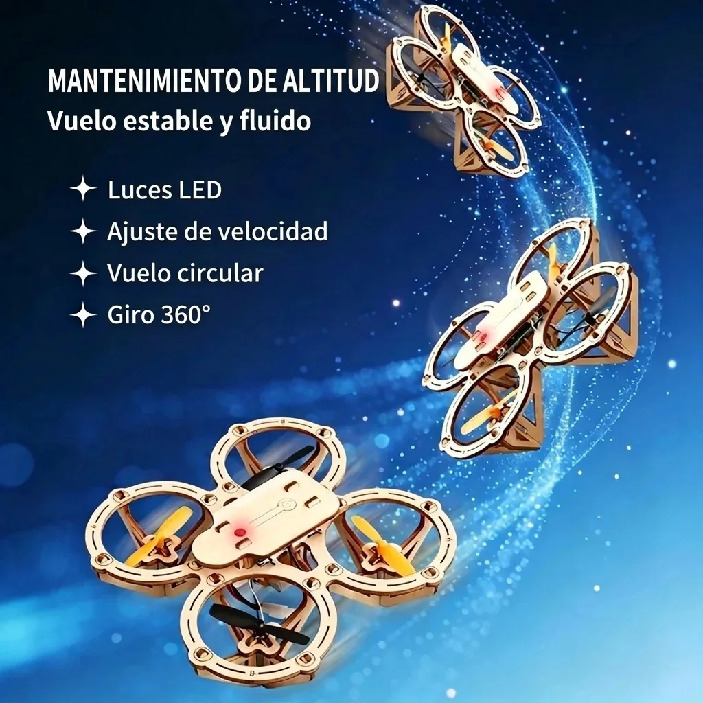 Dron de madera para montar con mando