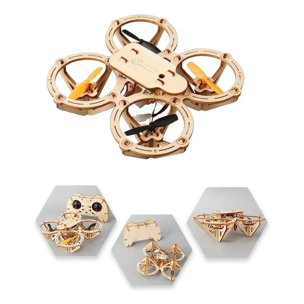 Dron de madera para montar con mando