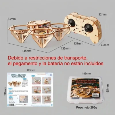 Dron de madera para montar con mando