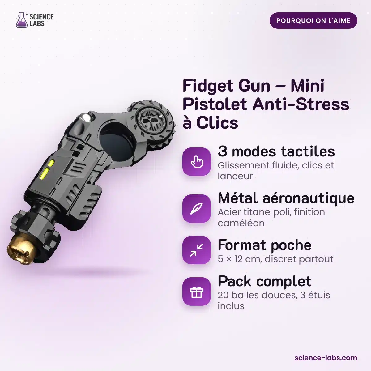 Fidget Gun Mini Pistola Antiestrés Imagen 3
