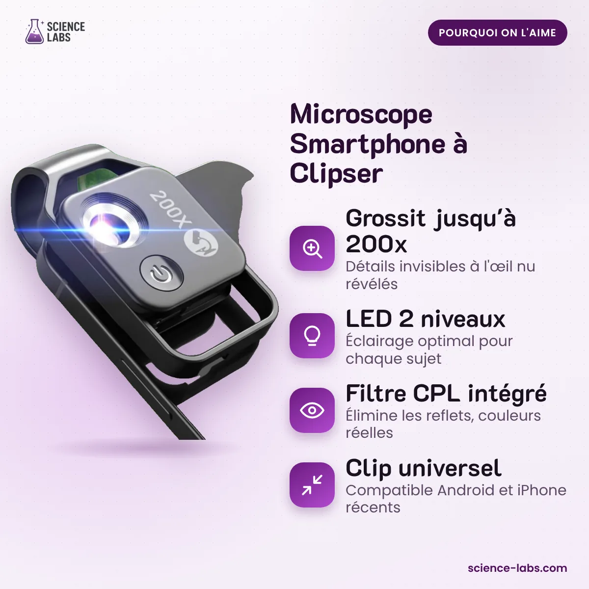 Microscopio para Smartphone con Clip Imagen 3