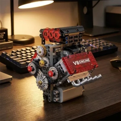 Motor de bloques V8 con culata transparente (478 piezas)