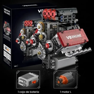 Motor de bloques V8 con culata transparente (478 piezas)