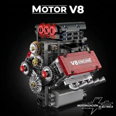 Motor de bloques V8 con culata transparente (478 piezas)