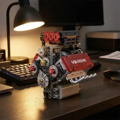 Motor de bloques V8 con culata transparente (478 piezas)