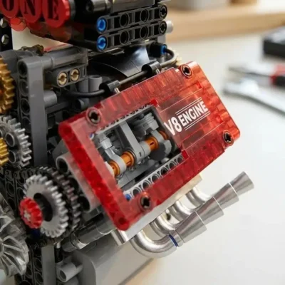 Motor de bloques V8 con culata transparente (478 piezas)