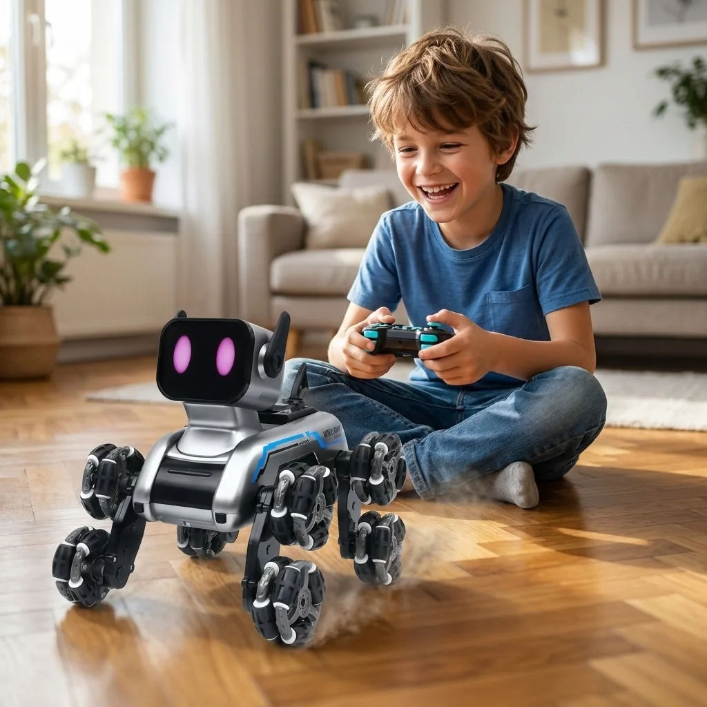 Perro Robot Acrobático Teledirigido con 8 Ruedas