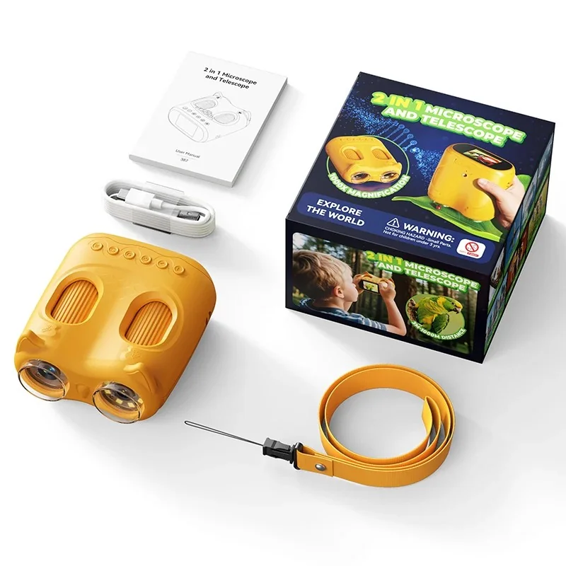 Prismáticos para niños con microscopio 2 en 1 y pantalla
