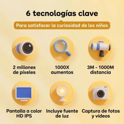 Prismáticos para niños con microscopio 2 en 1 y pantalla