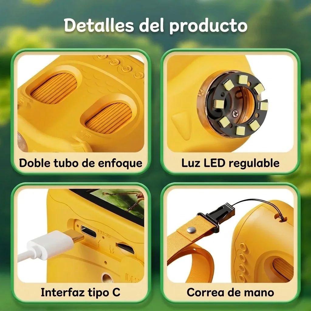 Prismáticos para niños con microscopio 2 en 1 y pantalla