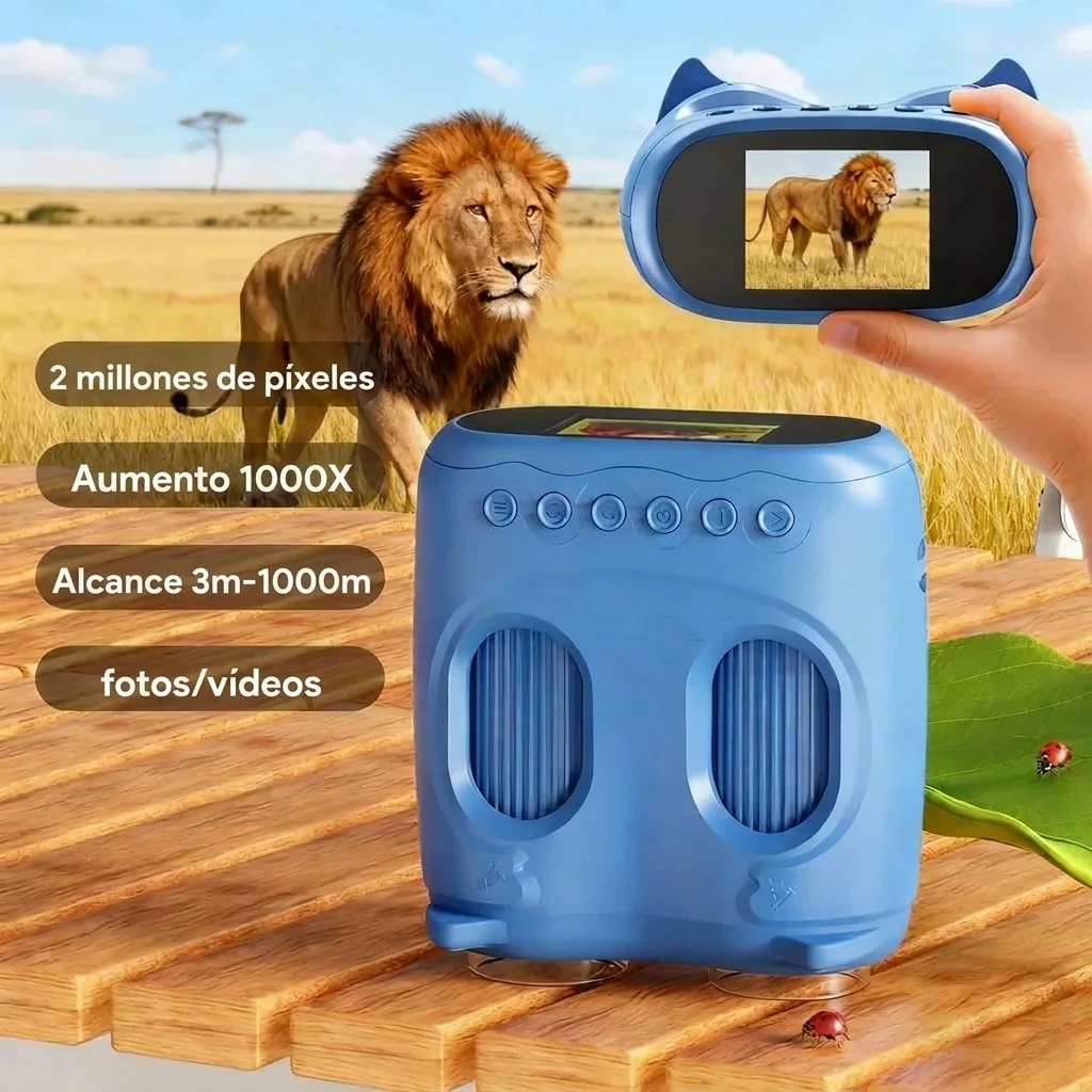 Prismáticos para niños con microscopio 2 en 1 y pantalla