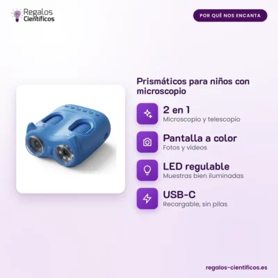Prismáticos para niños con microscopio